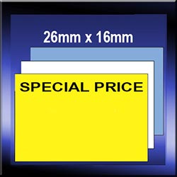 Pre-printed 26mm x 16mm Bold print labels