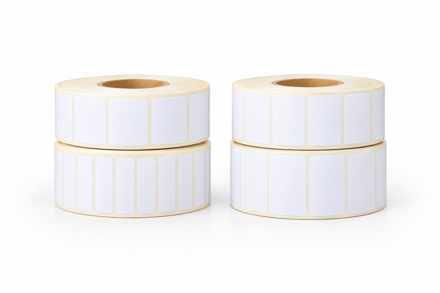 Plain White Direct Thermal Top Coated Permanent Adhesive Butt Cut Labels with Black Sensor Mark